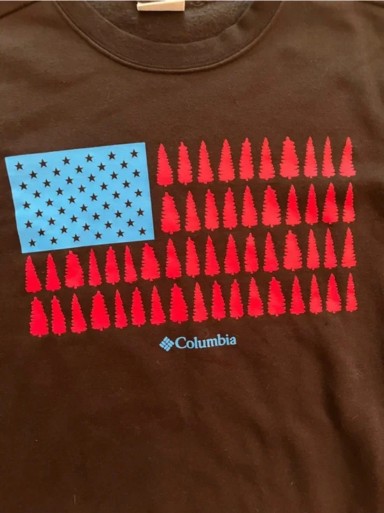 Americana Patriotic Flag Winter Holiday Columbia black XL sweatshirt USA design - Picture 2 of 5